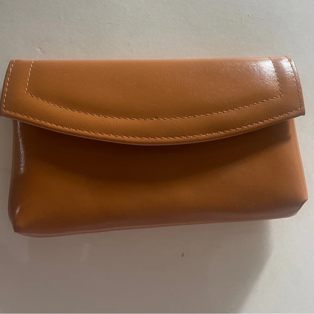 New Vintage Small Tan Passport Wallet Snap  Faux Leather Envelope Clutch 5x8”